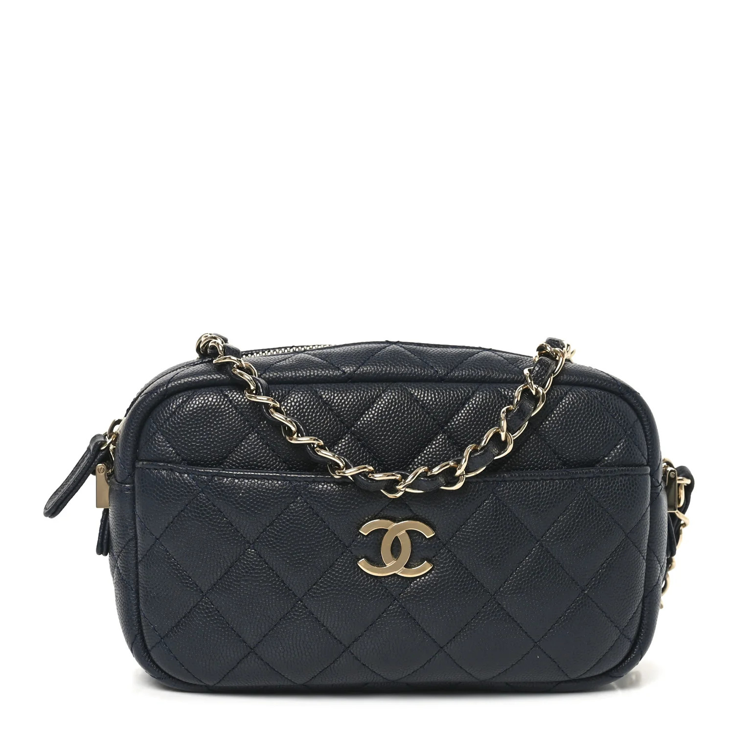 Caviar Quilted Camera Case Navy | FASHIONPHILE (US)