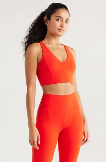 Studio Luxe V-Neck Racerback Sports Bra | Nordstrom