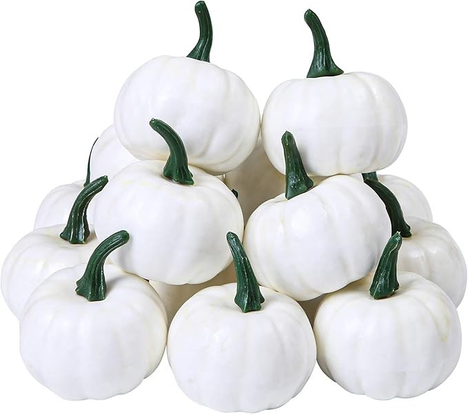 Elcoho 24 Pack Small Artificial Lifelike Pumpkin Fall Harvest Mini Pumpkins for Home Garden, Fall... | Amazon (US)