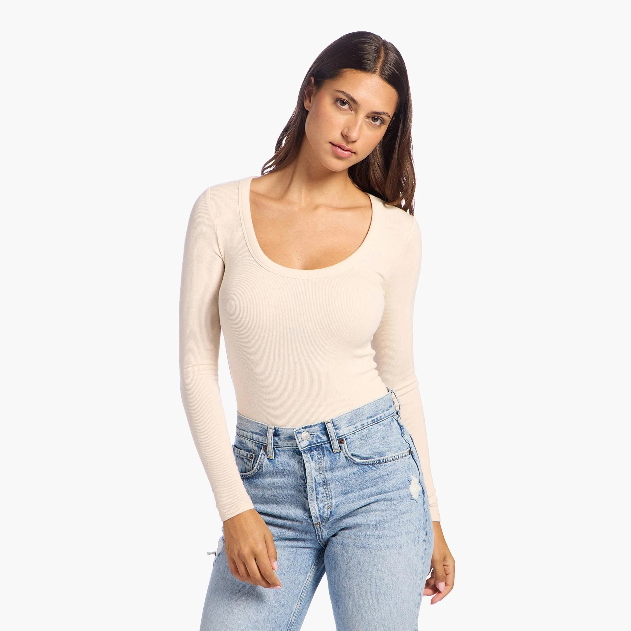 Slinky Rib Long Sleeve Bodysuit | Black Cherry | Nuuds US