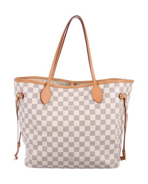 Louis Vuitton Damier Azur Neverfull MM w/ Pouch navy | The RealReal