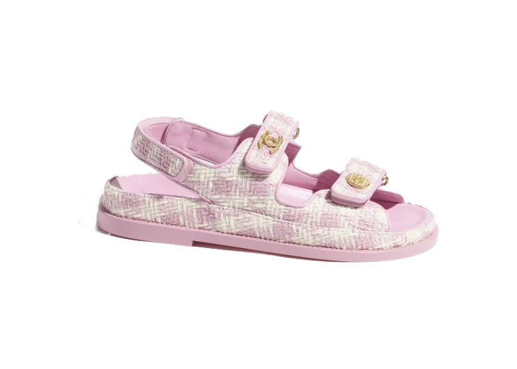 Chanel Tweed Sandal Pink Ecru Cotton | StockX