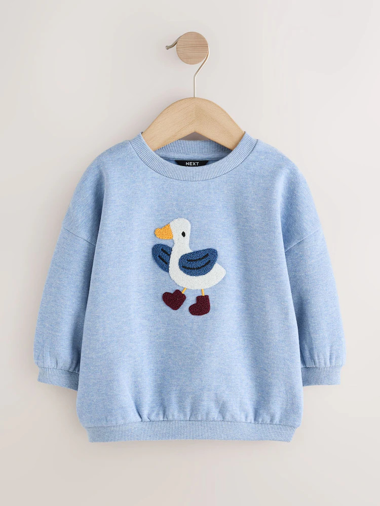 Light Blue Goose Printed Crew Neck Sweat Top (3mths-7yrs) | Next EU
