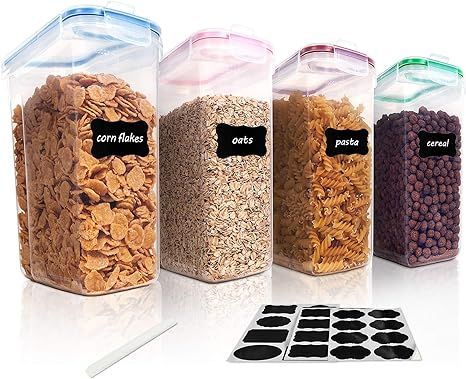 Vtopmart Cereal Storage Container Set, BPA Free Plastic Airtight Food Storage Containers 135.2 fl... | Amazon (US)