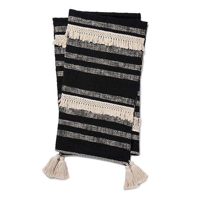 Magnolia Home By Joanna Gaines Lucy Reversible Throw Blanket in Black/Ivory | Bed Bath & Beyond