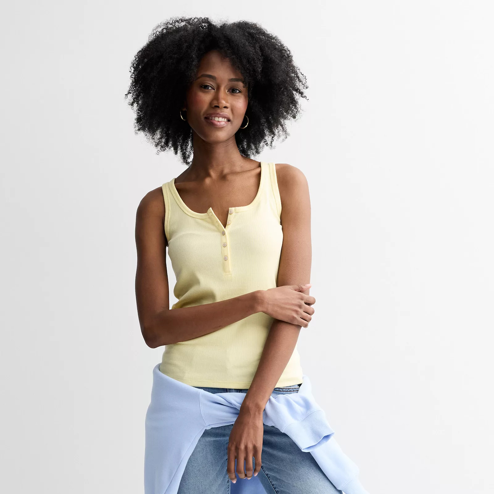 Juniors' SO\u00ae Ribbed Henley Tank Top | Kohl's