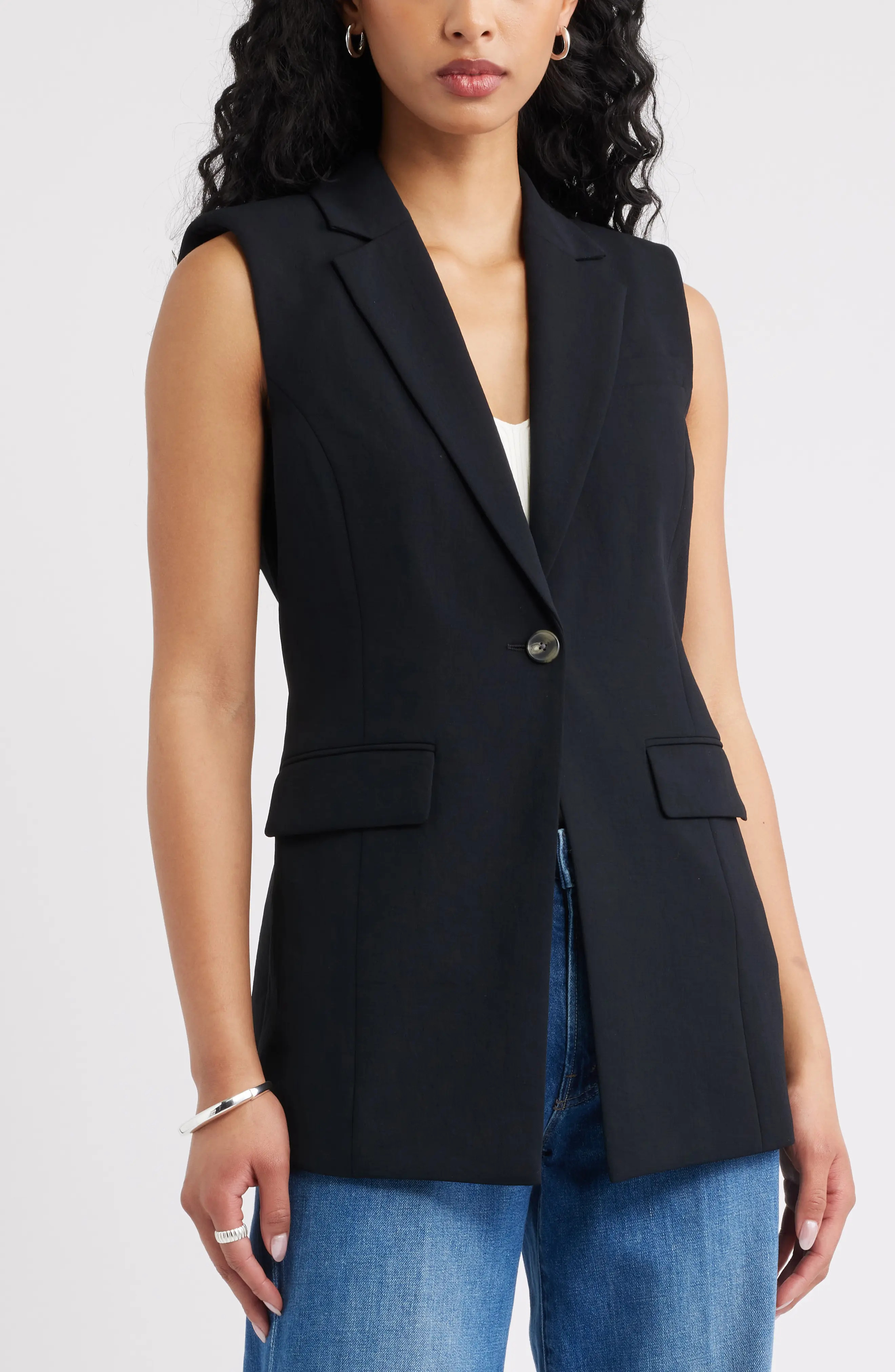 The Curator Belt Detail Longline Vest (Women) | Nordstrom | Nordstrom