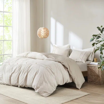144Tc King/ King Organic Cotton Duvet Cover - Natural Soft Touch Button Placket | Wayfair North America