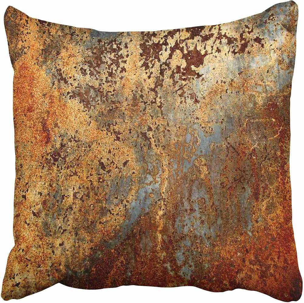 Emvency Throw Pillow Covers Cases Decorative 18x18 Inch Brown Rust Colorful Metal Rusty Steel Iro... | Amazon (US)