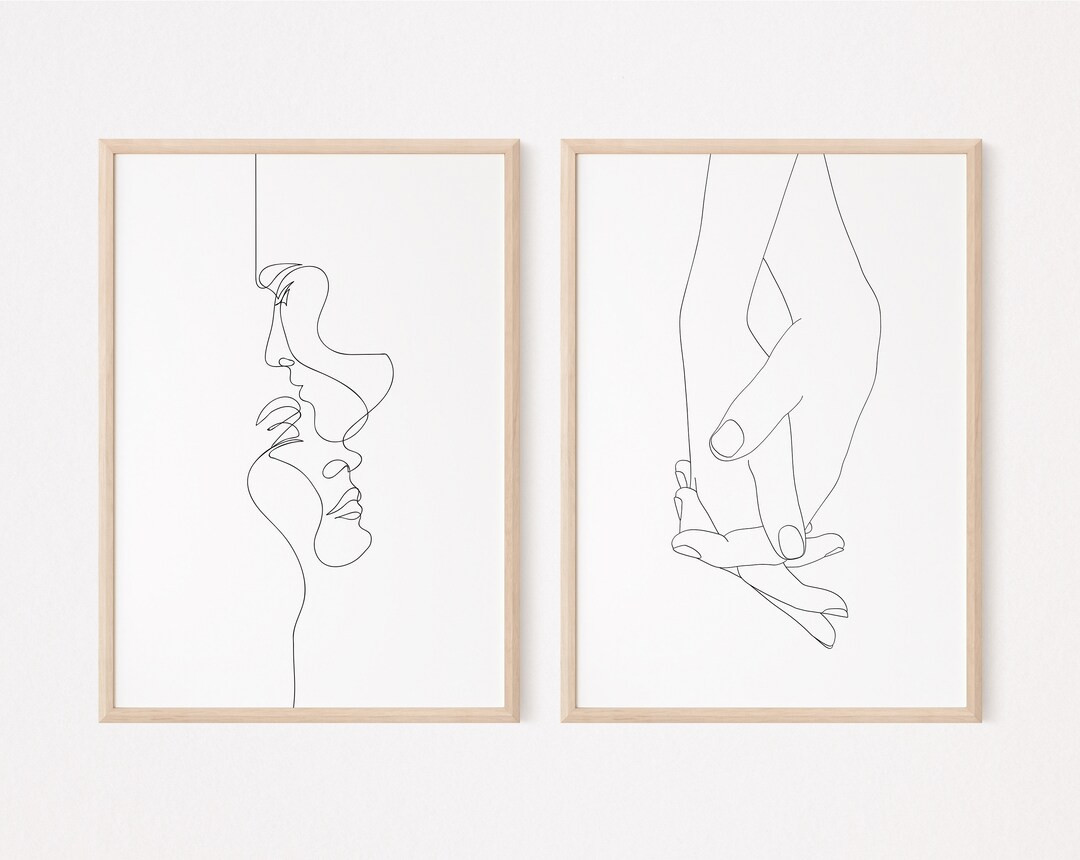 lovers line art print set | set of 2 prints | printable wall art | couple art print | minimalist ... | Etsy (US)