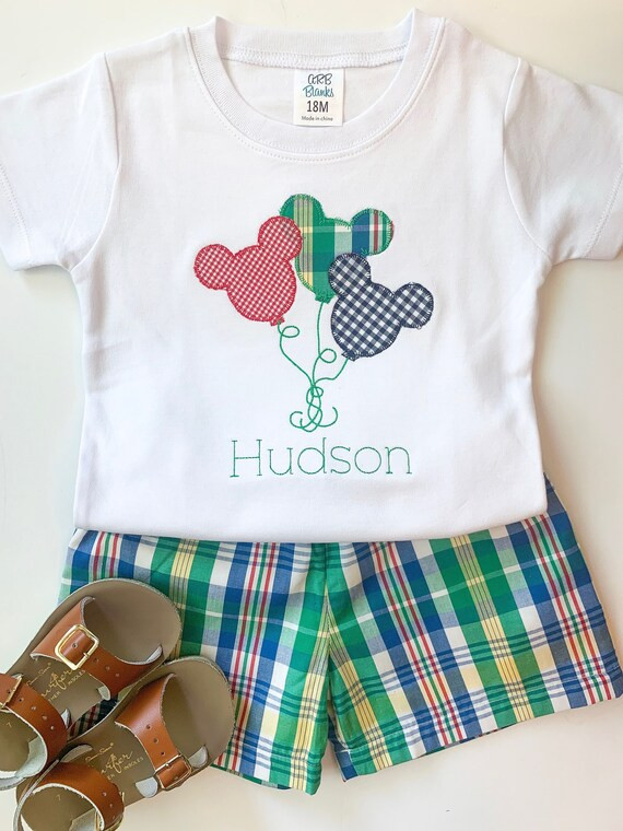 Boy Mouse Balloons Trio Applique on Boy's Personalized - Etsy | Etsy (US)