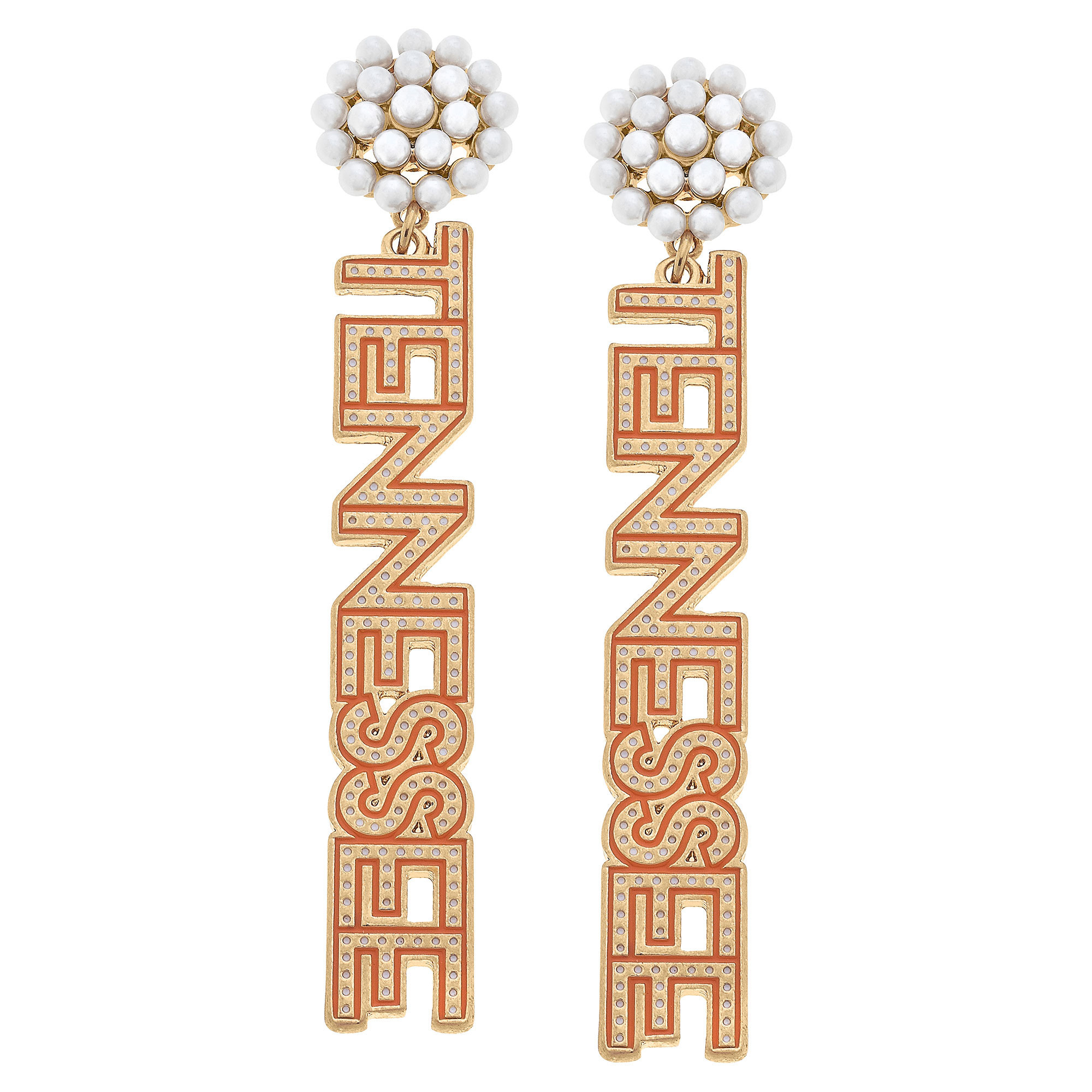 Women's Tennessee Volunteers Pearl Cluster Dotted Enamel Drop Earrings | Fanatics