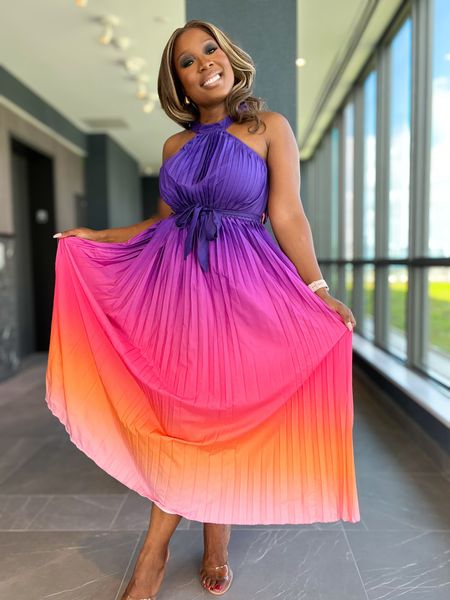 Loving this ombre pleated dress for special occasions this summer. These colors are so beautiful and you can size up or down with this dress. 

#LTKMidsize #LTKFindsUnder50