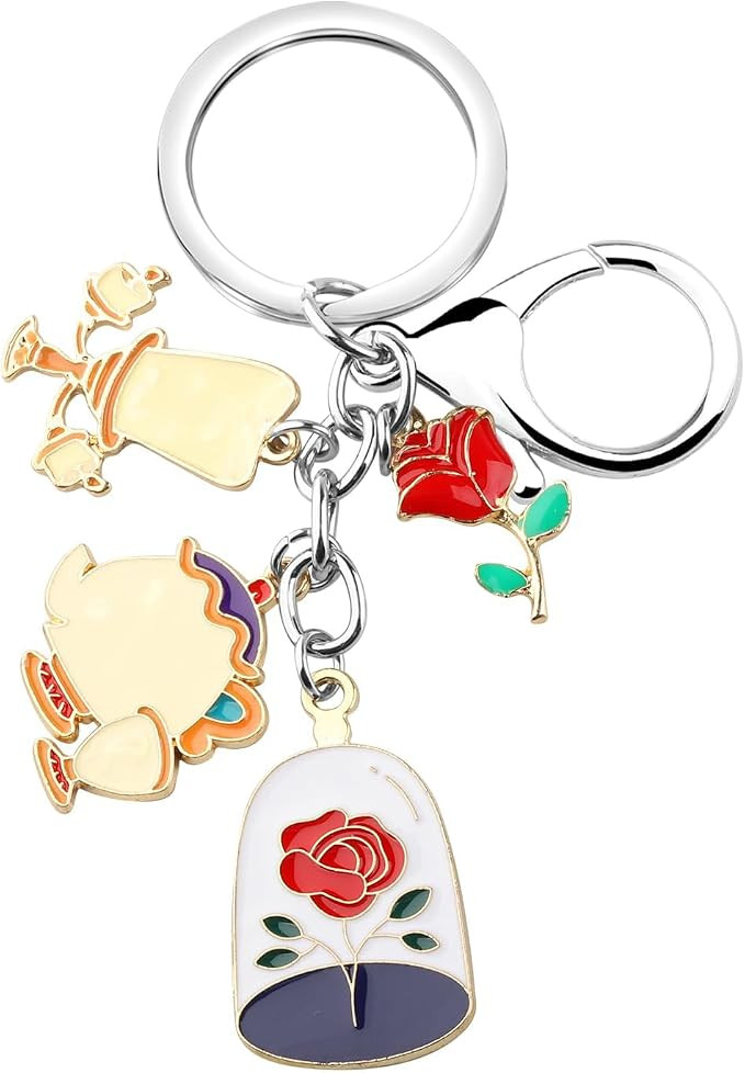 CHOORO Beauty Movie Inspired Jewelry Cartoon Animal Charm Bag Clip Keychain Gift for Movie Fan | Amazon (US)