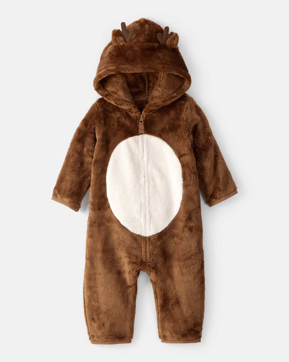 Baby Reindeer Sherpa Hooded Jumpsuit - Brown | Carter's Inc
