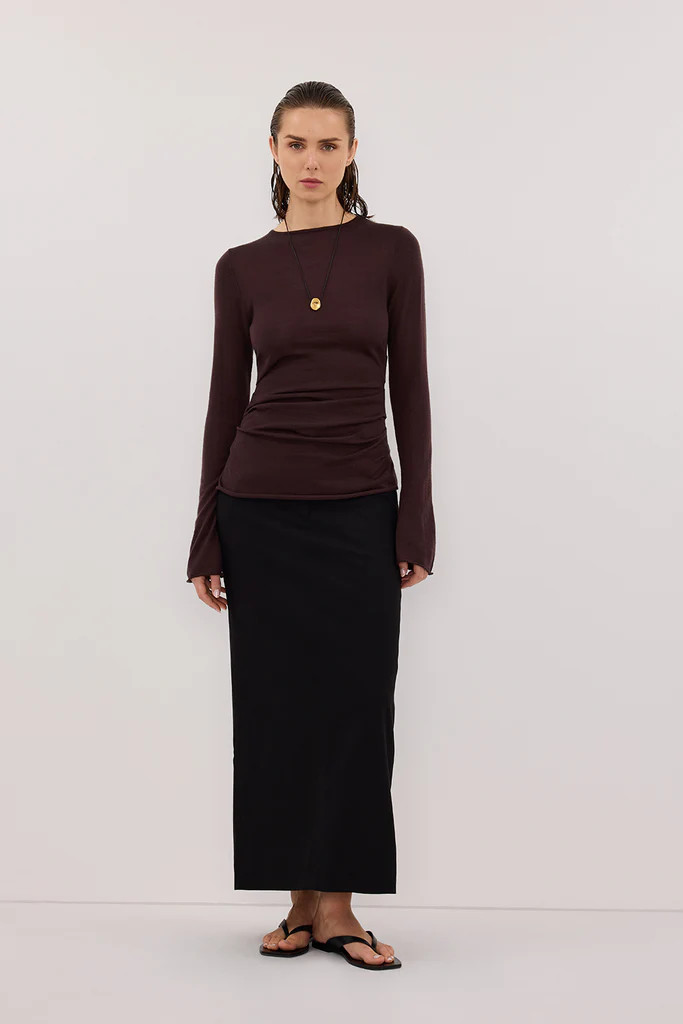 NICO BITTER CHOC MERINO KNIT TOP | DISSH