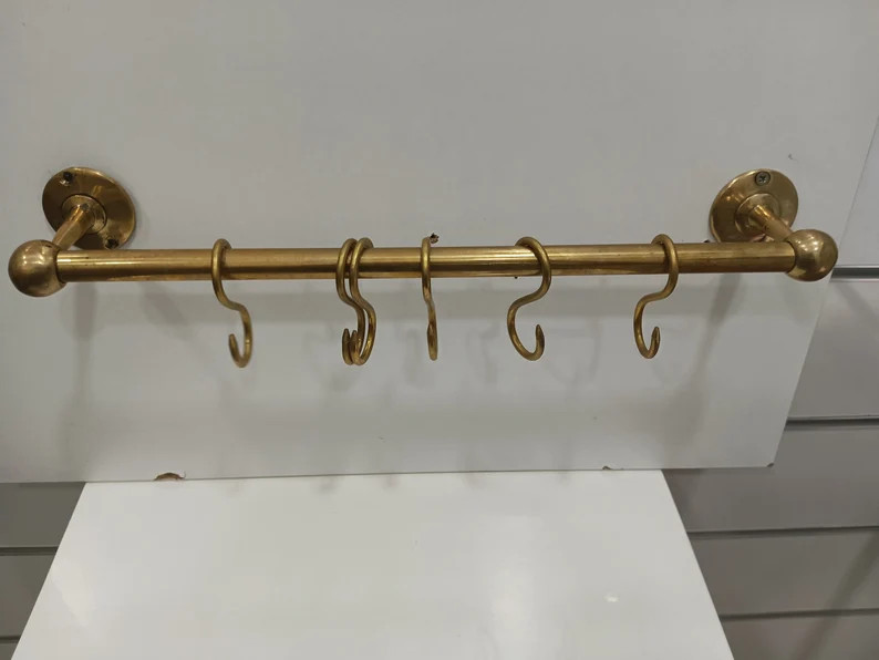 Barre De Suspension Rustique En Laiton Non Laqué Avec Tige De 16 Mm Et Crochets En S Pour Poêle... | Etsy (US)