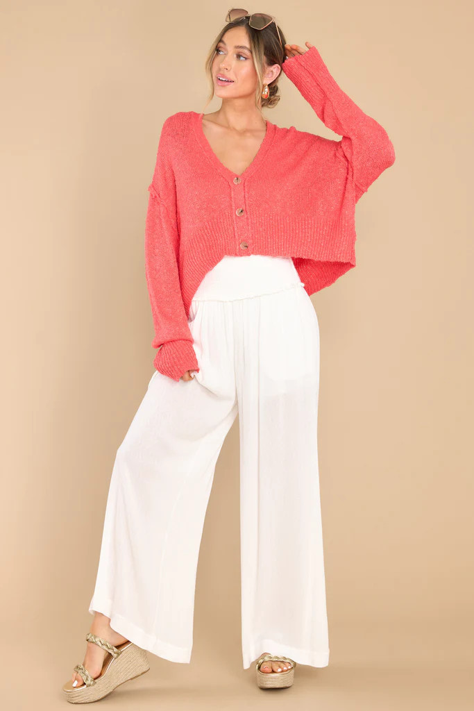 Perfectly Cozy Coral Cardigan | Red Dress 