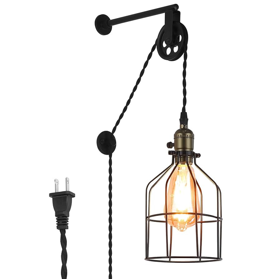 Unique Retro Industrial Cage Wall Lights for Farmhouse Bedroom Bedside Decor, Adjustable Modern R... | Amazon (US)