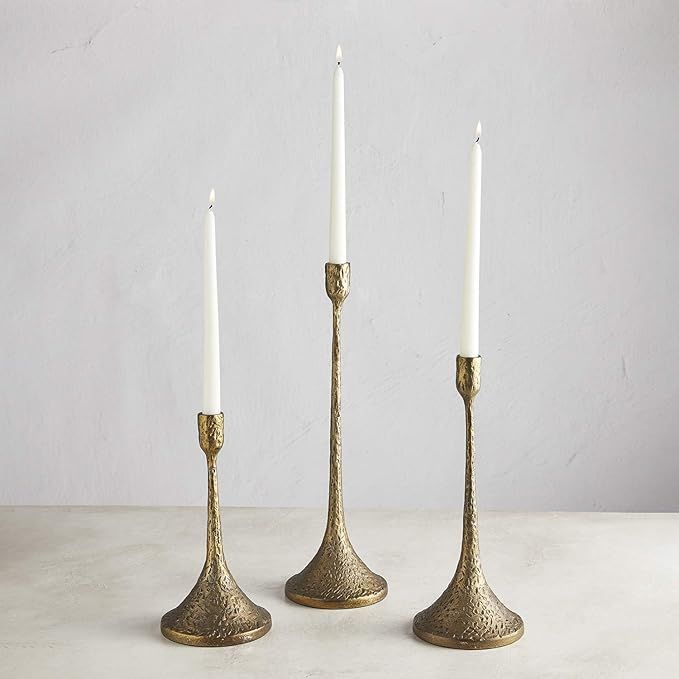 47th & Main Textured Metal Candlestick Candle Holder, 10" Tall, Brass | Amazon (US)