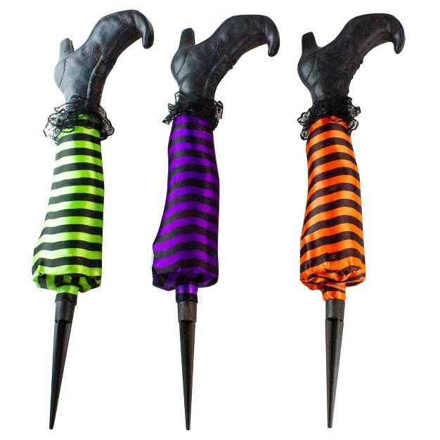 Northlight Set of 3 Striped Witch Leg Halloween Pathway Markers | Target