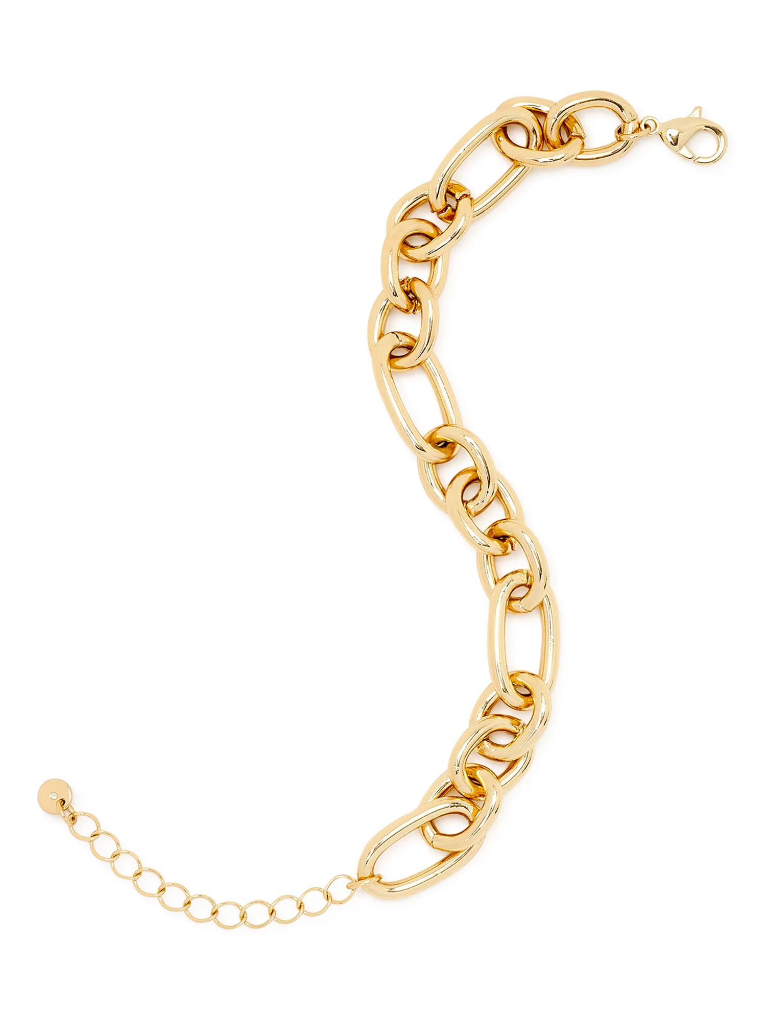 Scoop Womens 14Kt Gold Flash-Plated Link Bracelet, 7.5 + 2" Extender - Walmart.com | Walmart (US)