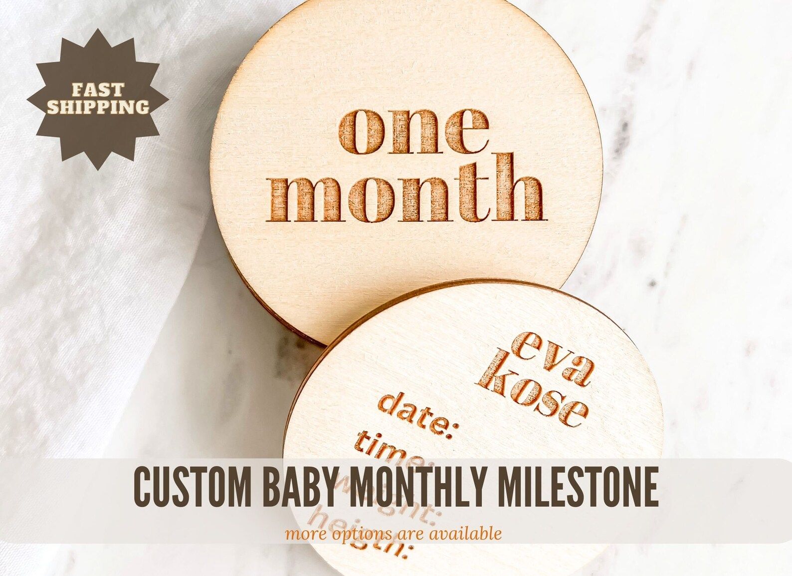 Custom,Personalized,Baby Monthly Milestone Discs,Wooden Welcome Baby Announcement Photography,Woo... | Etsy (US)