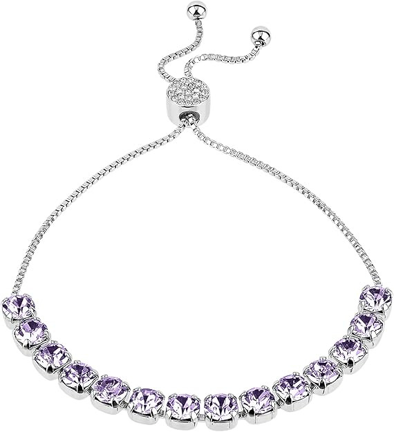 INSPIRED VOICES Easy Slider Adjustable Bracelets - Lariat Tennis Bracelets for Women, Rhinestone ... | Amazon (US)