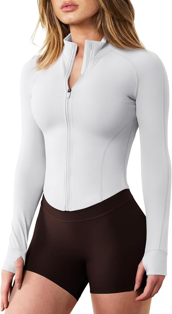 GYM RAINBOW Womens Snatched Workout Jackets Lightweight Zip Up Slim Fit Gym Track Athletic Jacket... | Amazon (US)
