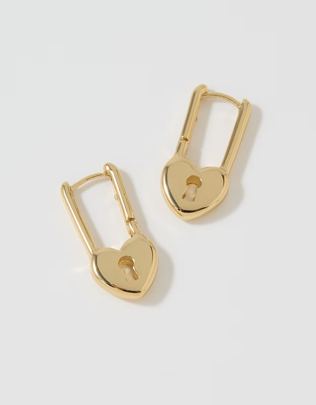 Aerie Heart Lock Drop Earrings | Aerie