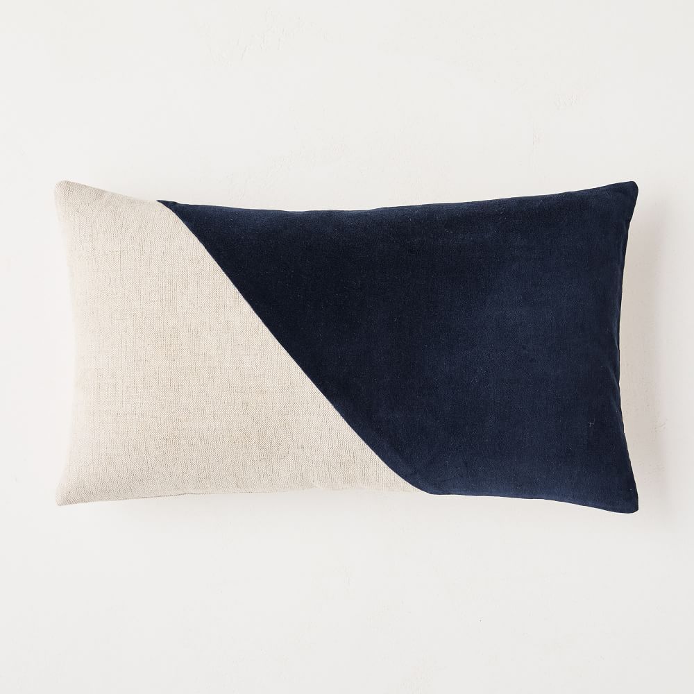 Cotton Linen &amp; Velvet Corners Pillow Cover | West Elm (US)
