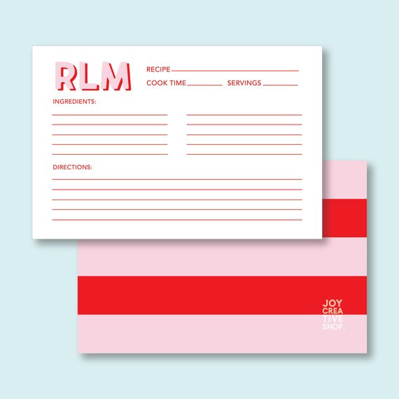 Modern Classics Monogram Recipe Cards Personalized Gift | Etsy | Etsy (US)