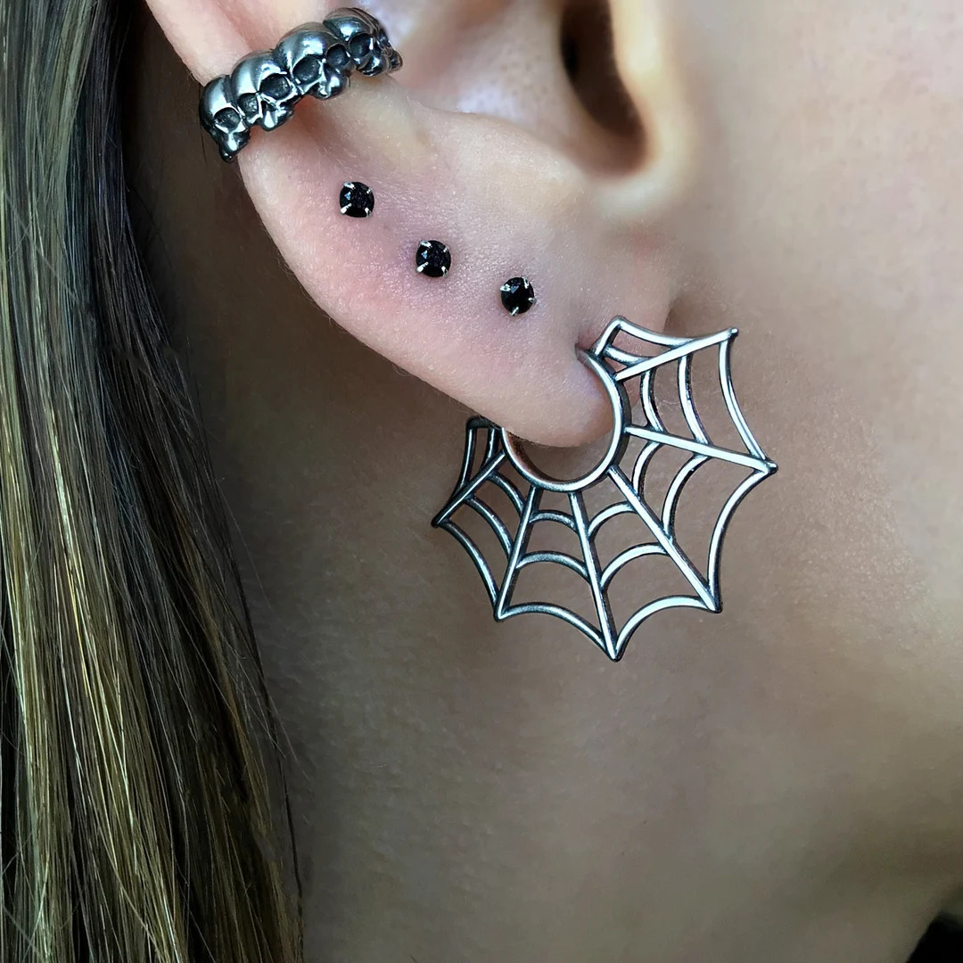 Spider web earrings, hoop earrings, spider web hoop earrings, gothic jewelry, web earrings, spide... | Etsy (US)