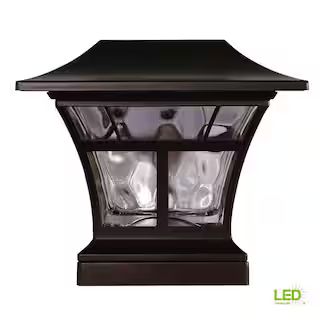 Hampton Bay 4x4 or 6x6 Mediterranean Bronze Integrated LED Outdoor Solar Deck Post Light 84044 - ... | The Home Depot