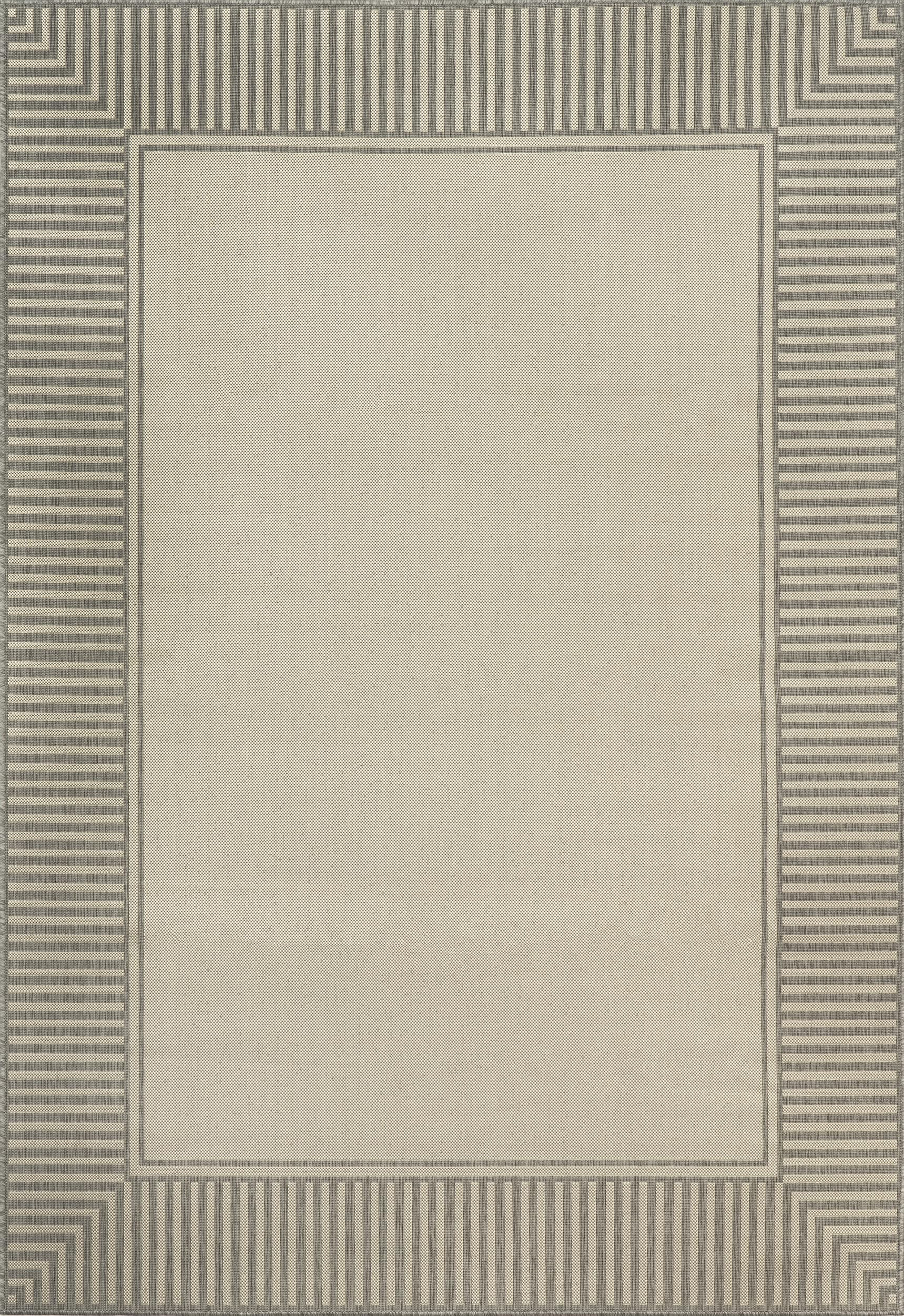 nuLOOM 8x10 Outdoor/Indoor Asha Area Rug, Light Grey, Casual Design With Striped Border, Stain Re... | Amazon (US)