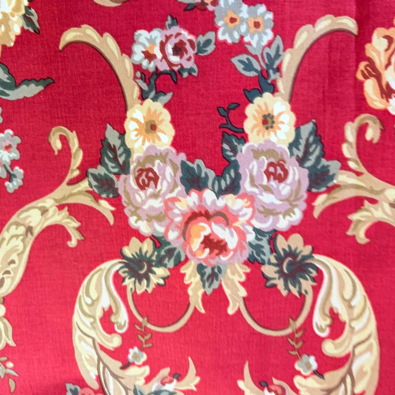 Vintage Ralph Lauren Floral Drapery Panel: Red Rose Cottagecore Curtain | Etsy (Global)