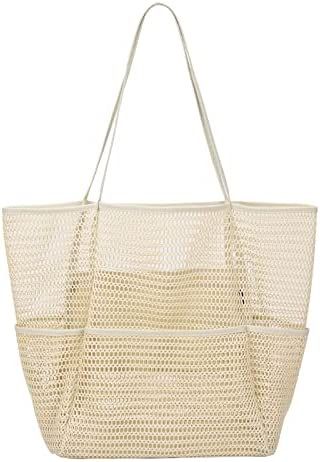 Tainehs Mesh Beach Tote Large Bag 2023 Upgrade for Women with Multiple Pockets for Family Travel ... | Amazon (US)