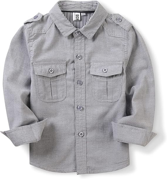 OCHENTA Little Big Boys' Oxford Button Down Shirt Long Sleeve Utility Sports Casual Western Tops | Amazon (US)