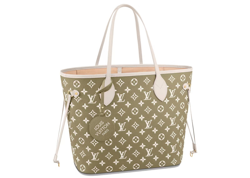 Women's Louis Vuitton Neverfull MM in Khaki Green/Beige/Cream | StockX