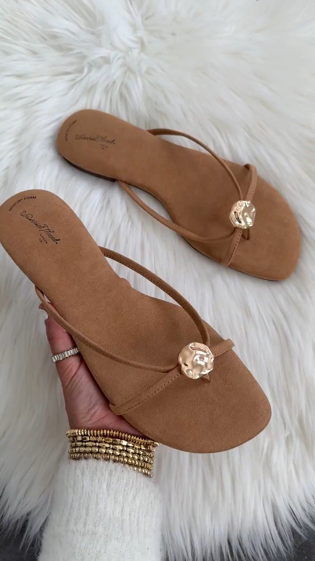 Target Women’s Kit Thong Sandals Universal Thread in Sand  runs true to size 

