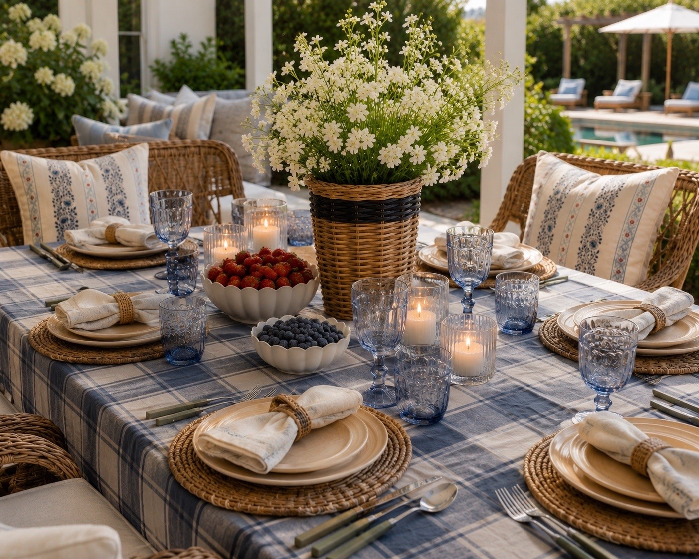 A little red, a little blue, and a whole lot of summer charm 🇺🇸✨

This year, I wanted our 4th of July table to feel elevated, timeless, and welcoming—layered with woven textures, blue accents, candlelight, and beautiful hydrangeas for a look that feels festive without being overdone.

#LTKHome #FourthOfJulyDecor #SummerTablescape #McGeeAndCoStyle #OutdoorEntertaining #ModernOrganicHome #PatioDecor #Hydrangeas

#LTKSaleAlert #LTKHome