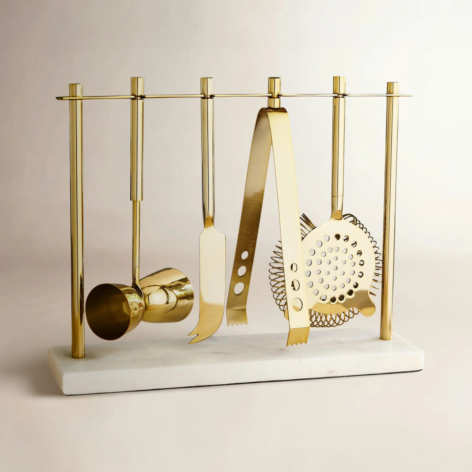 Bar Tool Set in Gold & Marble | Wayfair North America