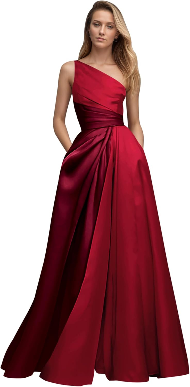 Dream Wedding Patchwork Satin Prom Dresses with Pockets | Amazon (US)