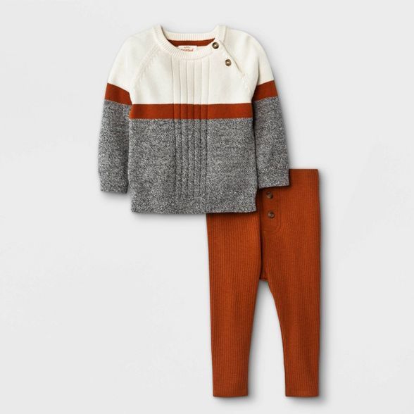 Baby Boys' Marl Sweater Top & Bottom Set - Cat & Jack™ Brown | Target