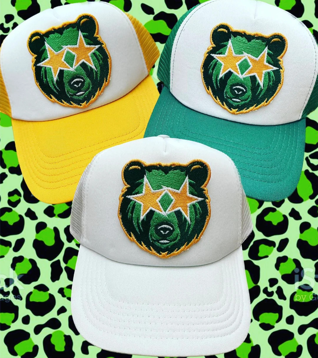 Bears Fans Custom Colors Available Game Day Green and Gold University Preppy Bear Embroidered Pat... | Etsy (US)
