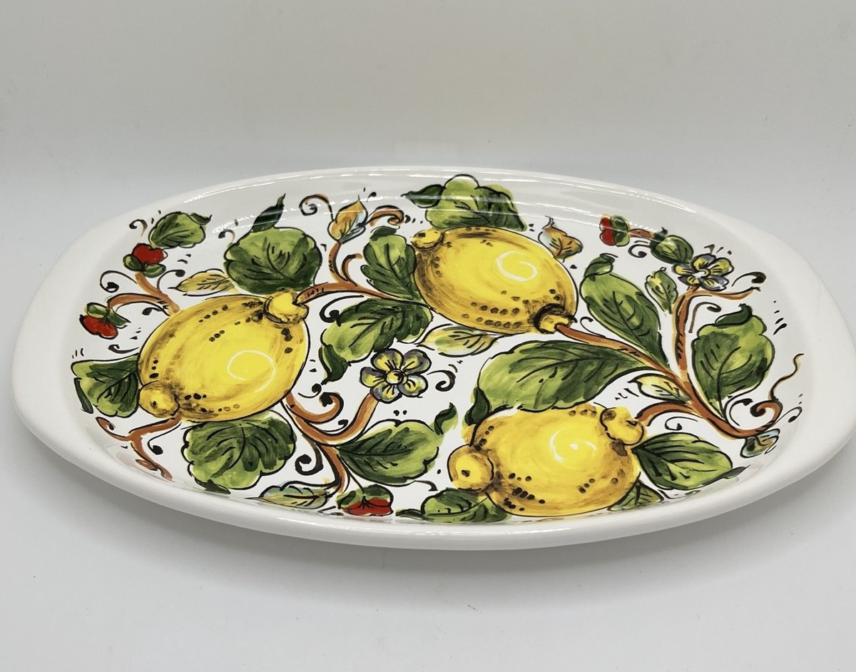 Ceramica Nova Deruta Italy Hand Painted & Decal Lemon Oval 11.5" Serving Platter | eBay | eBay US