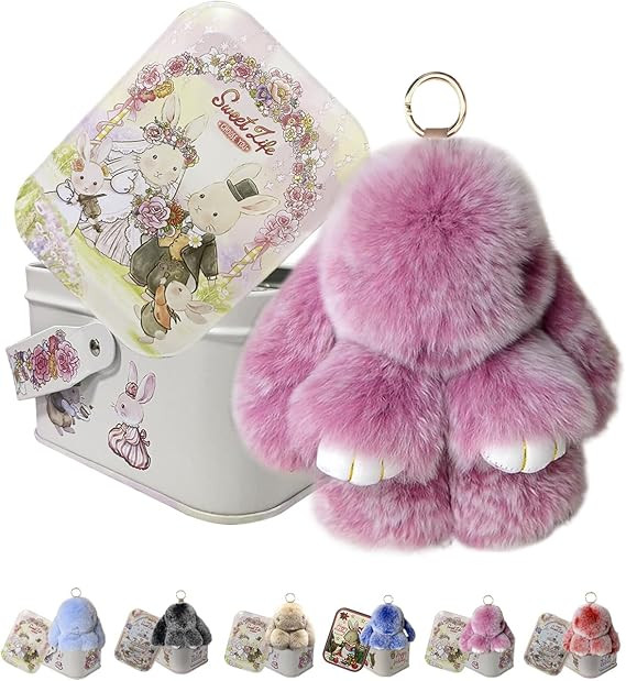 Easter Keychain With Tin Box, Bunny Lucky Keychains, Handmade Soft Bunny Keychain | Amazon (US)