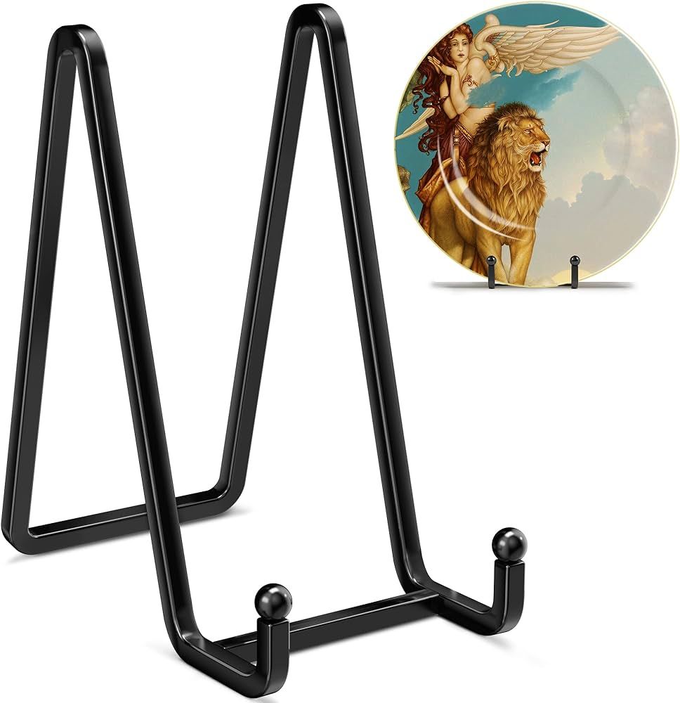 6 Inch Metal Square Picture Frame Easel Stands for Plates, Photos, Decor (Black, 2 Pack) | Amazon (US)
