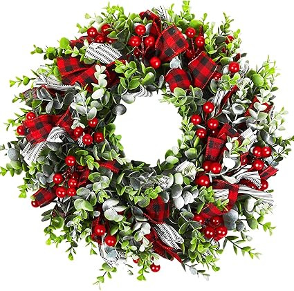 MTSCE Christmas Wreath, Front Door Decoration Wreath Winter Garland Artificial Wreath for House P... | Amazon (US)