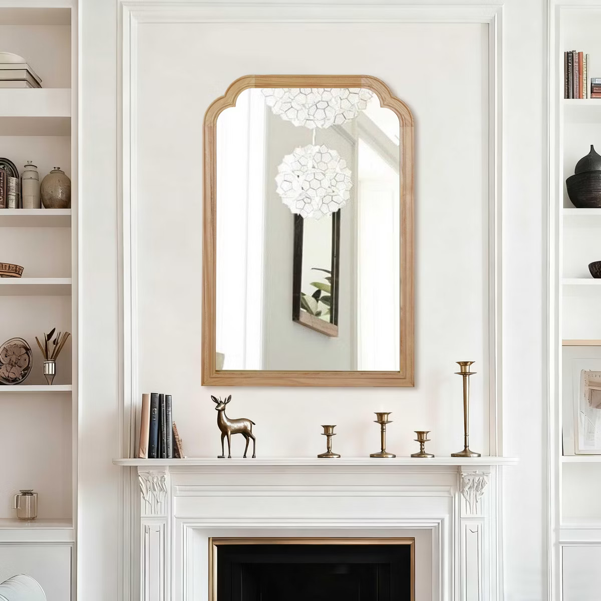 GDFStudio Orvina French Country Rounded Corner Decorative Mirror, 24"x36", Natural Wood | Target
